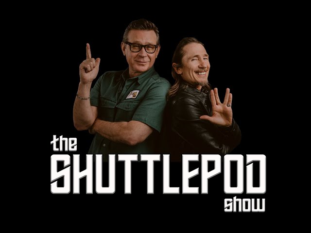 Shuttlepod Show title image featuring Connor Trinneer and Dominic Keating.